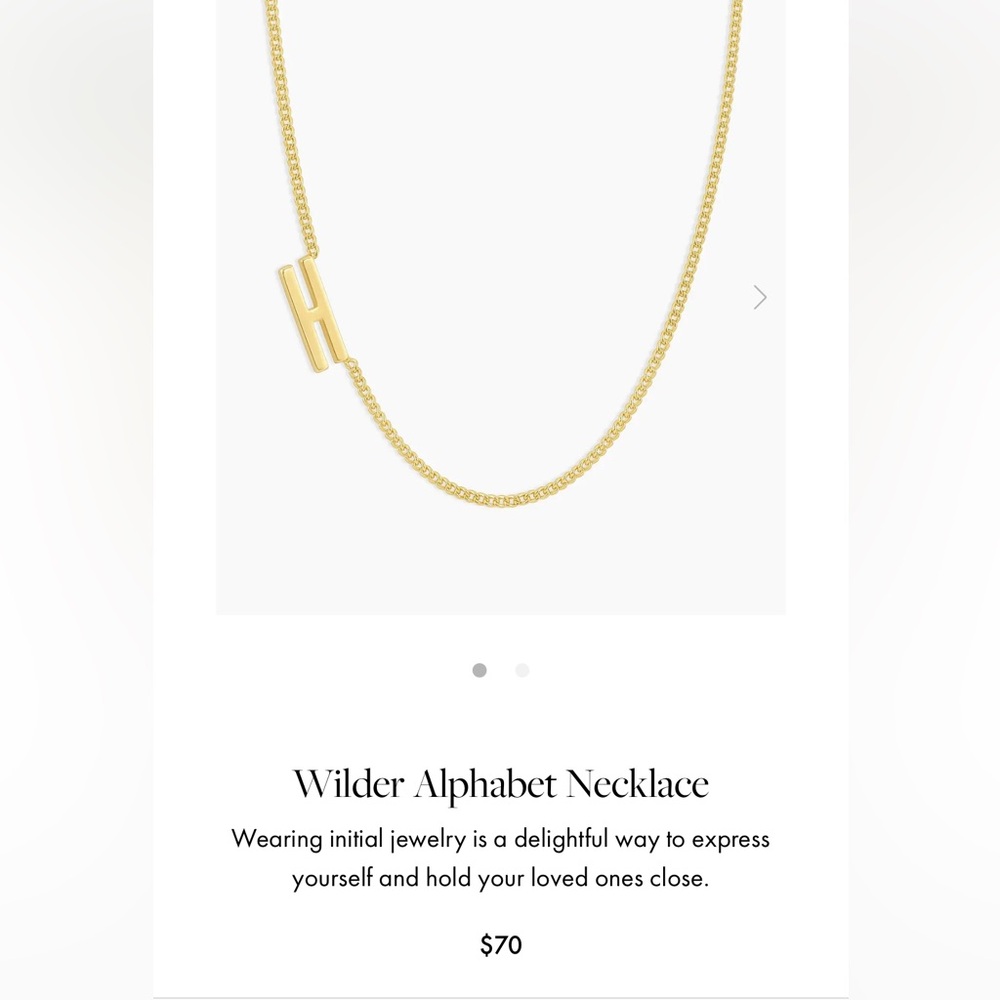 NWOT Gorjana Wilder Alphabet “H” Necklace